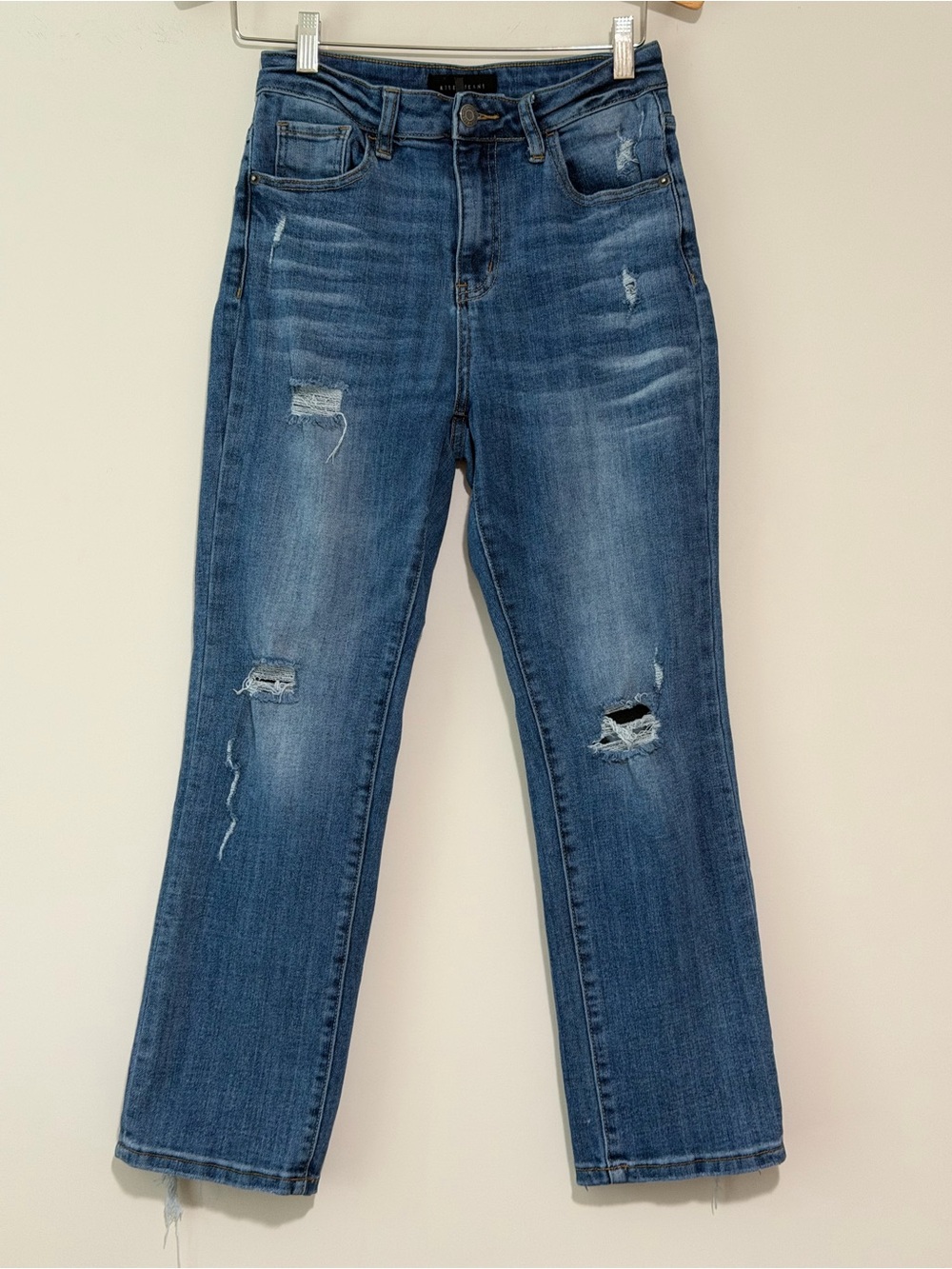 Risen Classic Women's Straight-Leg Distressed Crop Jeans